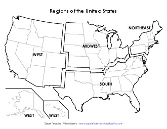 Regions of the United States Map Free 4th Grade Social Studies Worksheet