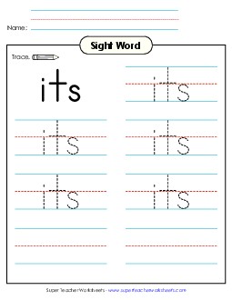 Trace the Word: Its Sight Words Individual Worksheet