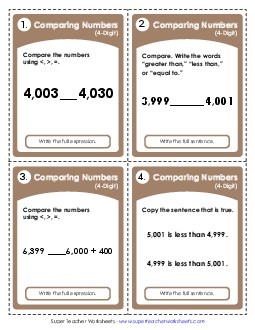 Comparing 4-Digit Numbers \