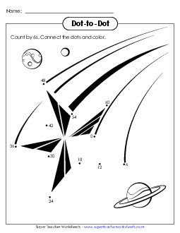 Dot-to-Dot: Shooting Star Counting Worksheet