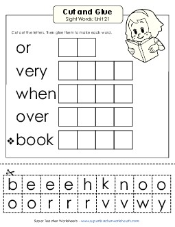 Cut-and-Glue (Unit 21) Sight Words Worksheet