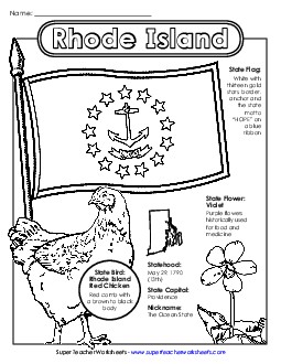 Rhode Island State Symbols Coloring Page States Individual Worksheet