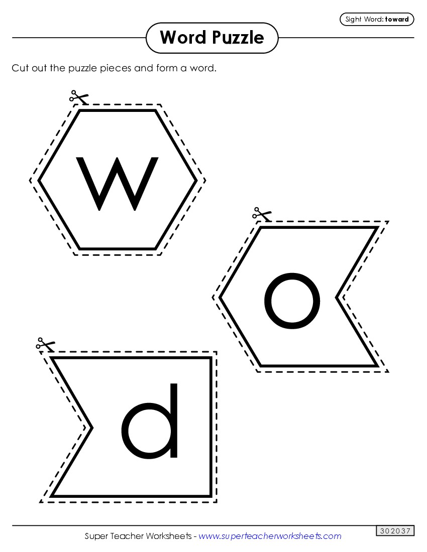 Word Puzzle: Toward Sight Words Individual Worksheet