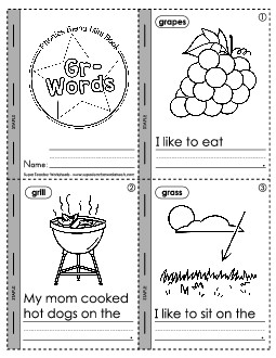 Mini-Book: Gr- Words Phonics Blends Worksheet