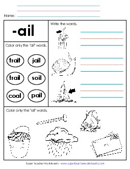 Worksheet 2 (-ail Words) Word Families Worksheet