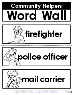 Community Helpers Word Wall Worksheet