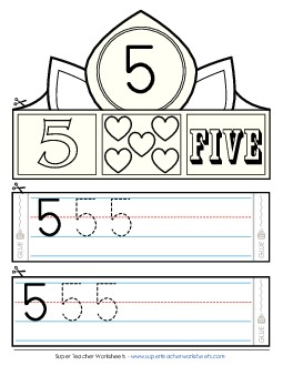 Hat: Number 5 Counting Worksheet