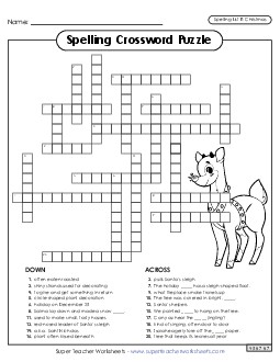 Christmas Spelling Crossword Spelling E Worksheet