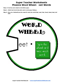 Word Wheel (-eet Words) Phonics Worksheet