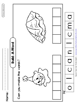 Build-a-Word #2: Clown and Clam Phonics Blends Worksheet