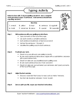 Spelling Lists and  Classroom Teaching Material