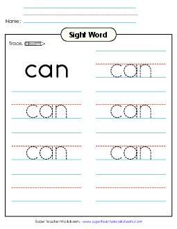 Trace the Word: Can Sight Words Individual Worksheet