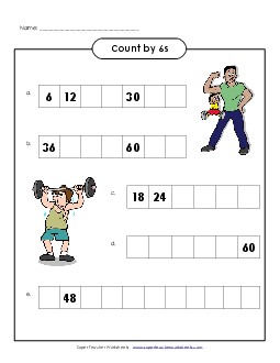 Counting by 6: Weight Lifter Worksheet