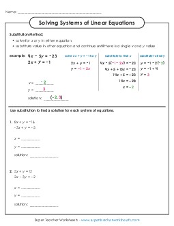 Solving Systems of Linear Equations (Intermediate) Worksheet