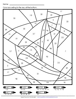 Color-by-Number: Boat or Plane (Numbers to 50) Color By Number Worksheet