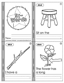 Mini-Book: St- Words Free Phonics Blends Worksheet