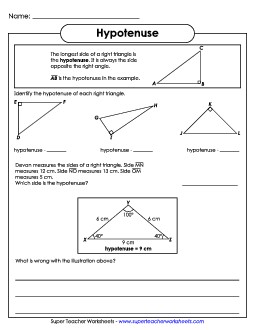 Hypotenuse Free Pythagorean Theorem Worksheet