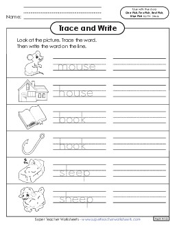 Trace and Write Picture Book One Fish Two Fish Worksheet