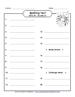 Spelling Test (C-27) Spelling C Worksheet