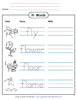 Trace and Write Phonics Blends Worksheet