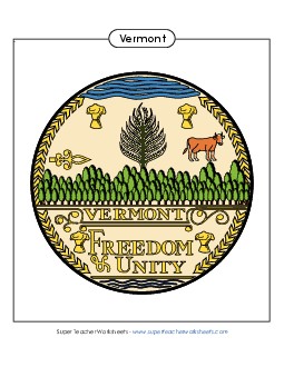 Vermont State Seal (Full-Color Version) States Individual Worksheet