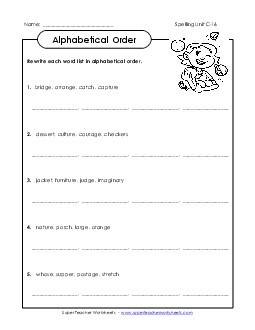 Alphabetical Order (C-16) Spelling C Worksheet