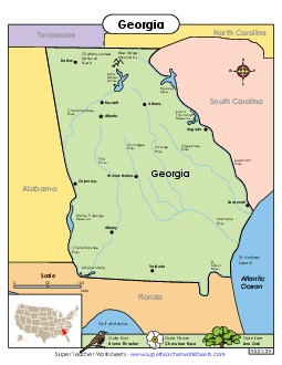 Map of Georgia State Maps Worksheet