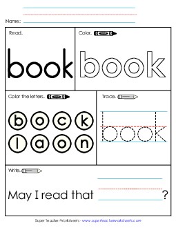 Worksheet 1: Book Sight Words Individual Worksheet