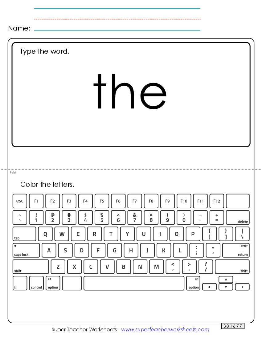 Type the Word: The Sight Words Individual Worksheet