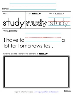 Worksheet 3: Study Sight Words Individual Worksheet