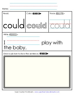 Worksheet 3: Could Sight Words Individual Worksheet