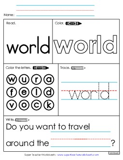 Worksheet 1: World Sight Words Individual Worksheet