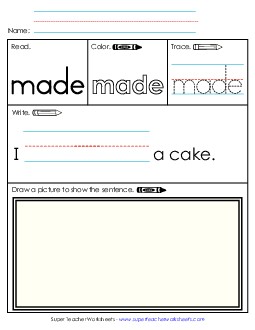 Worksheet 3: Made Free Sight Words Individual Worksheet