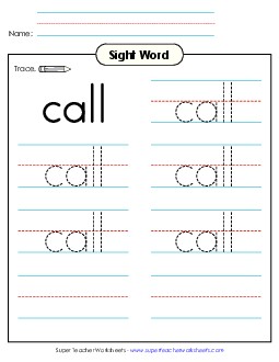 Trace the Word: Call Sight Words Individual Worksheet