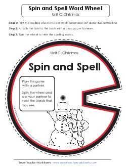 Spin-and-Spell (C-Christmas)  Spelling C Worksheet