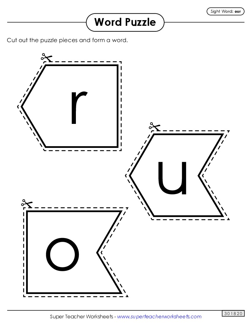 Word Puzzle: Our Sight Words Individual Worksheet