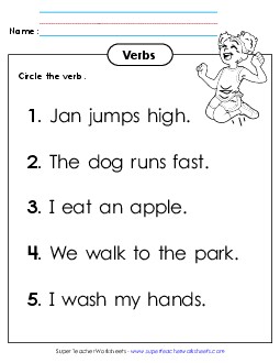 Circle the Verb Worksheet #1 Actionverbs Worksheet