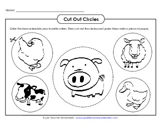 Cutting Farm Animal Pictures Scissor Skills Worksheet