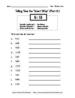 Telling Time Worksheet (Minutes After) Worksheet