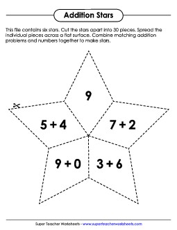 Addition Star Puzzles Worksheet