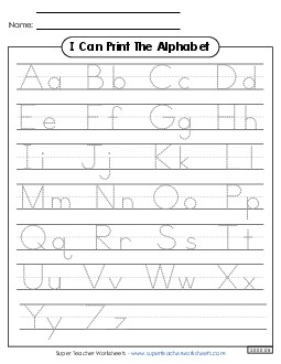 Printing Practice (Both Upper and Lower) Worksheet