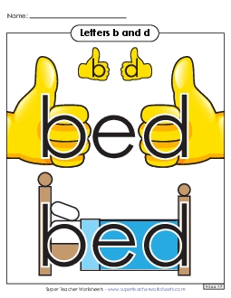 Bed Anchor Chart (b and d) Letters Reversals Worksheet