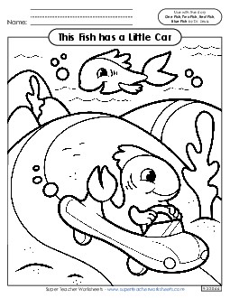 Coloring Page: Fish Driving a Car Picture Book One Fish Two Fish Worksheet