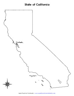 Blank California Map (No Bordering States) State Maps Worksheet