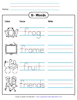 Trace and Write Phonics Blends Worksheet