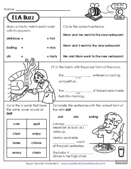 ELA Buzz: Week 8 Worksheets 36 through 40 Daily Ela Review Worksheet