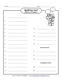 Spelling Test (D-8) Spelling D Worksheet