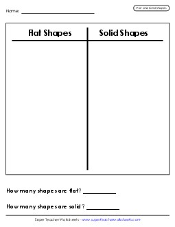 Flat and Solid Shapes Sort (Cut & Glue) Free 1st Grade Math Worksheet