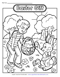 Coloring Page: Easter Gift Worksheet