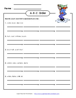 Winter ABC Order (Basic) Worksheet